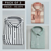 Shirt Happens: 3-Pack Men’s Stylish Formal Shirts – 100% Cotton, Full Sleeves with Pockets (FS-66)